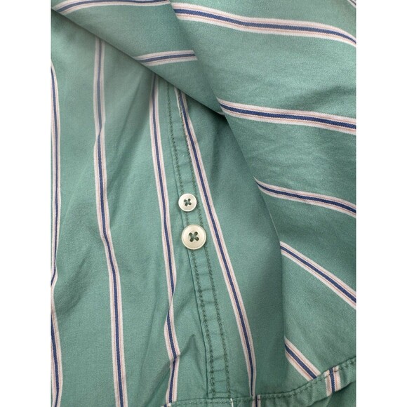 Abercrombie Button Up Mens XL Green Striped Muscle Fit  22" Pit To Pit - Picture 7 of 13
